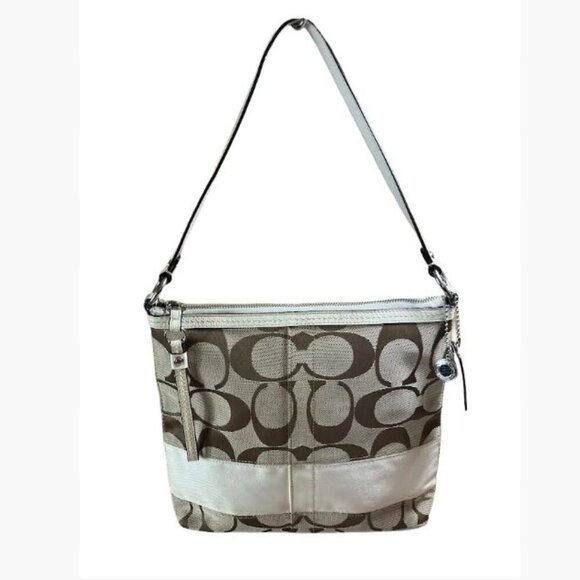 Coach Signature Bag with Cream Stripe Vintage EUC - Picture 4 of 8